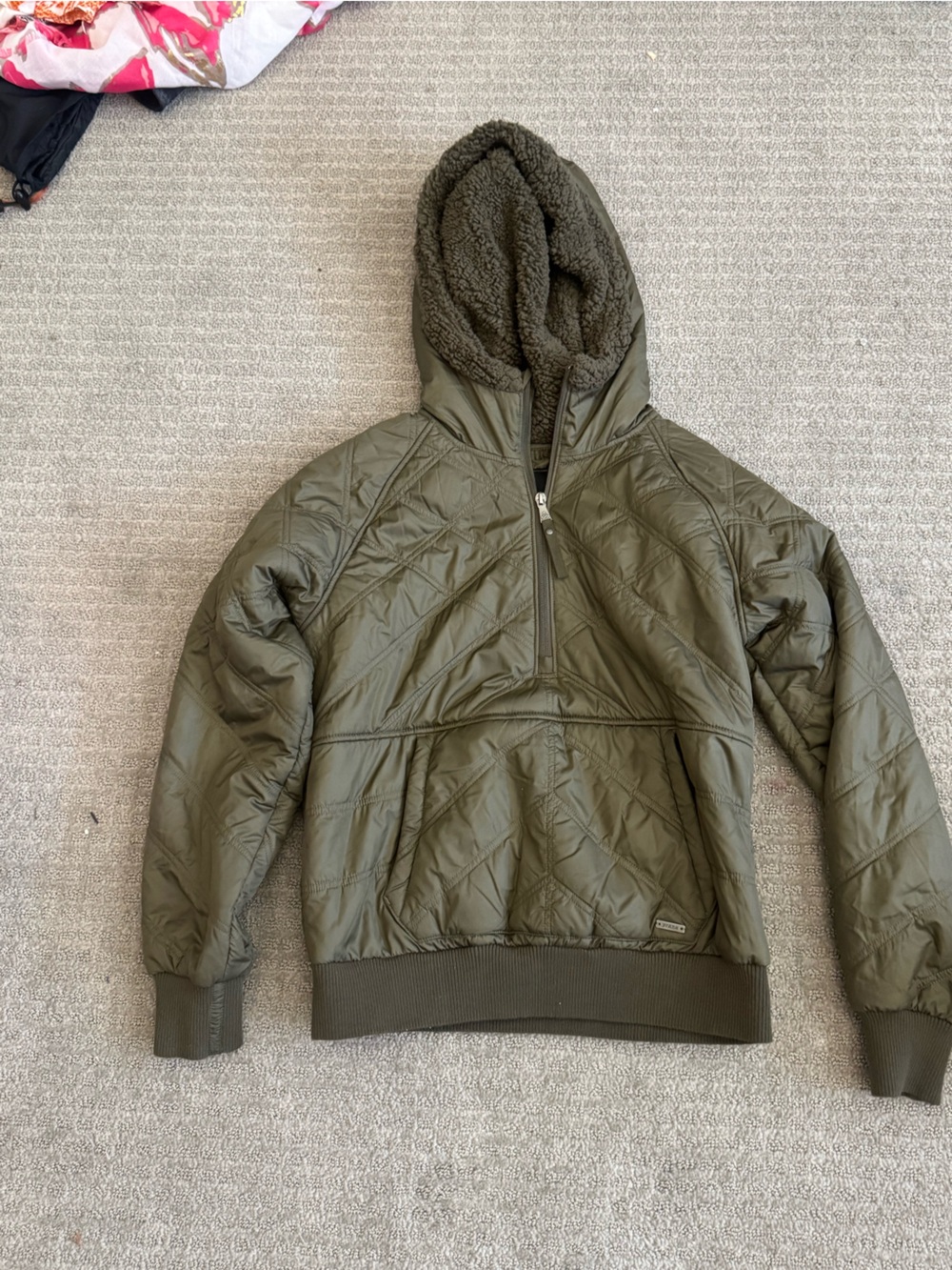 Prana women’s  Olive Hooded Quilted Puffer Jacket